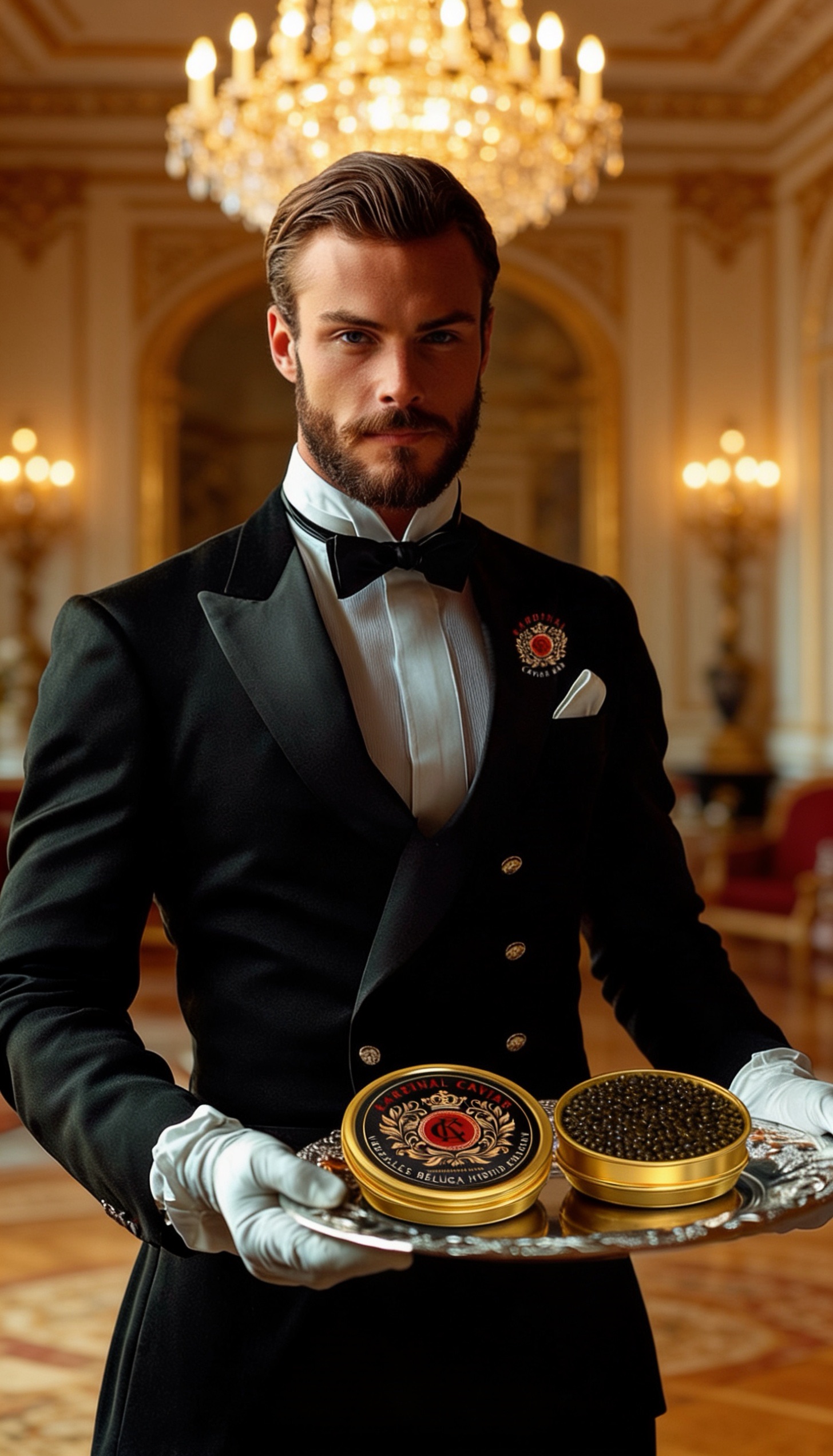 Elegant caviar service presentation